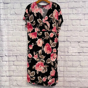212 Collection Dress Womens Floral‎ Faux Wrap Front Stretch Knee Length